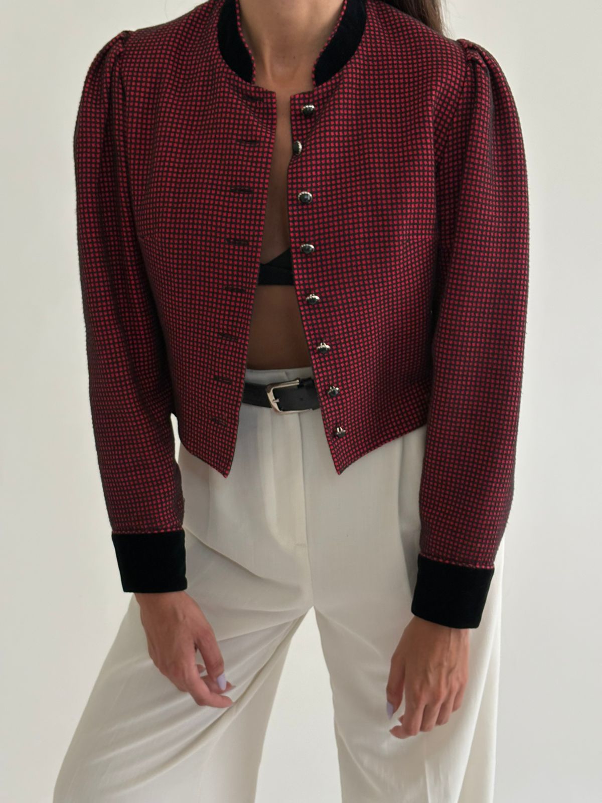 Vintage Plaid Cropped Jacket