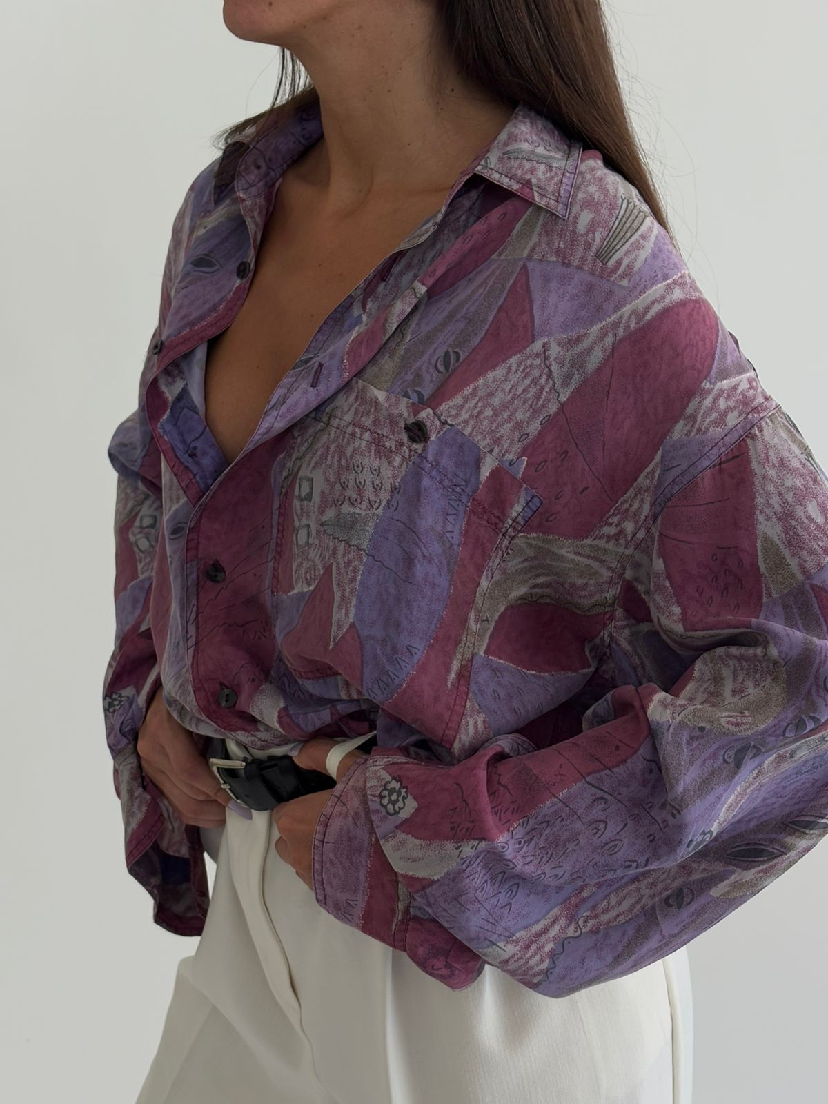 100% silk vintage printed shirt