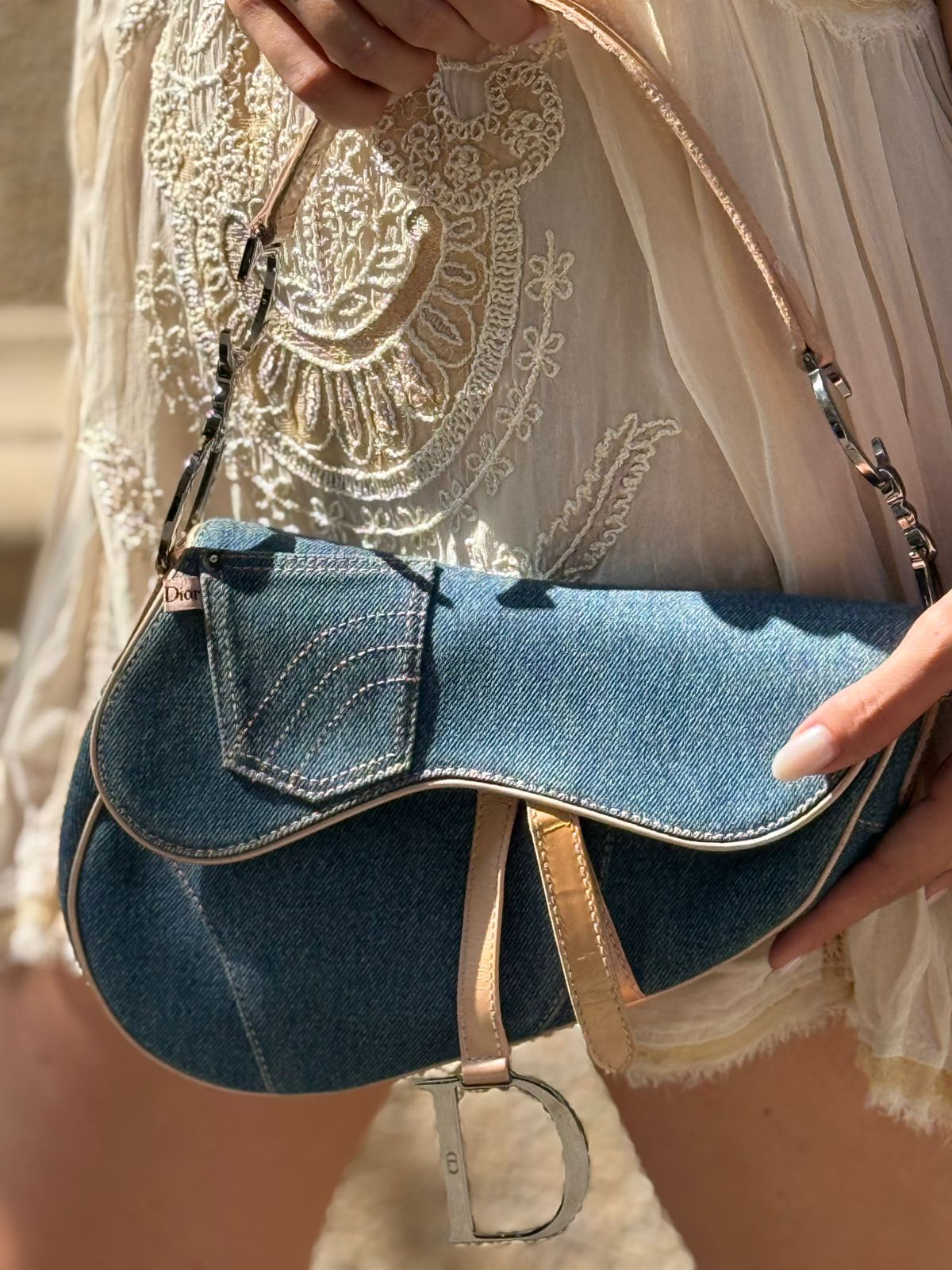 Rare 2000s Dior Galliano Denim Saddle