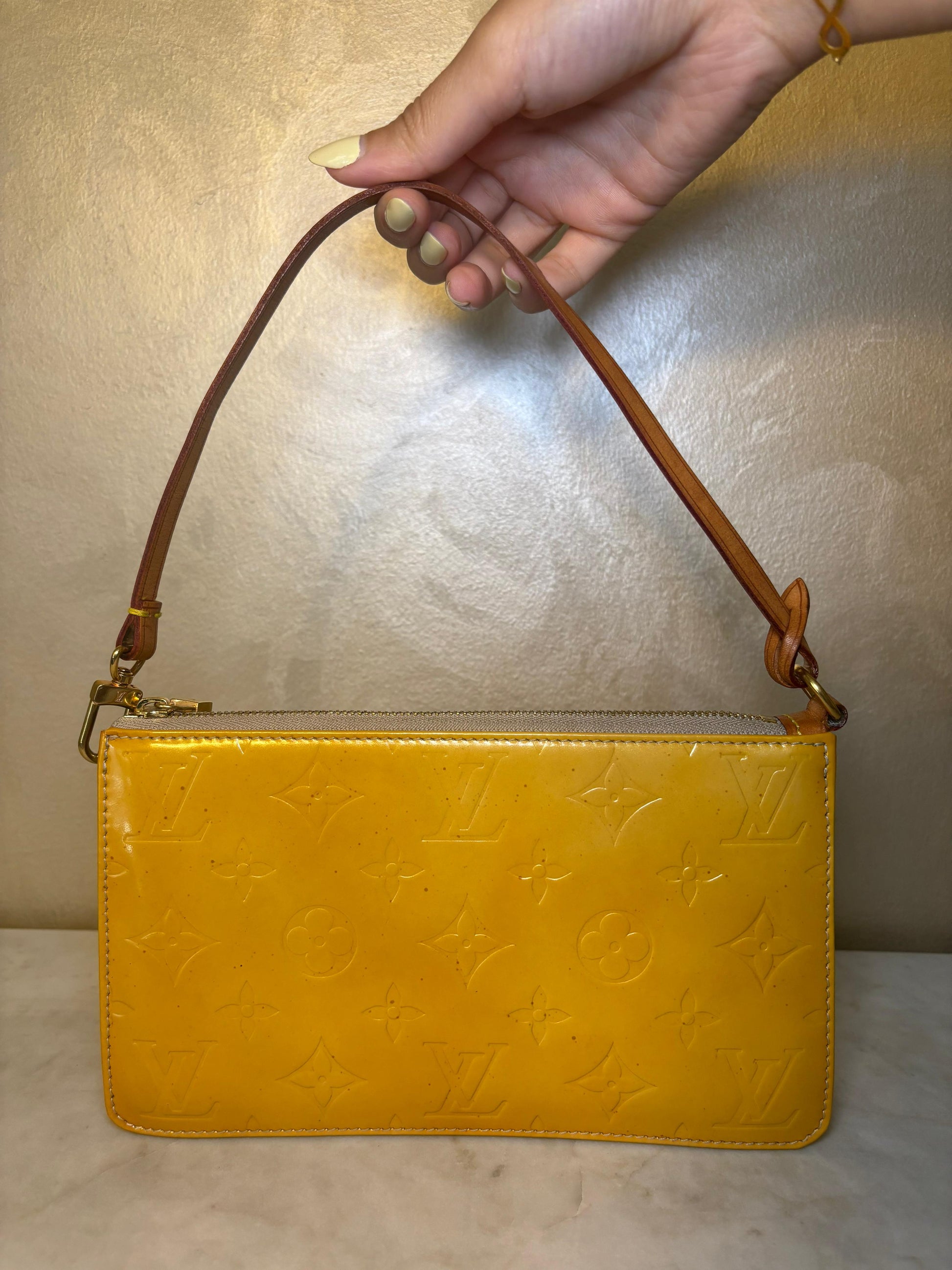 Vintage Louis Vuitton Pochette in glossy yellow