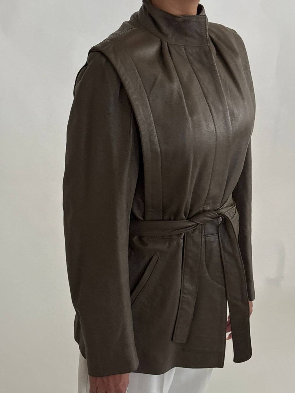 Vintage Olive Green Leather Jacket