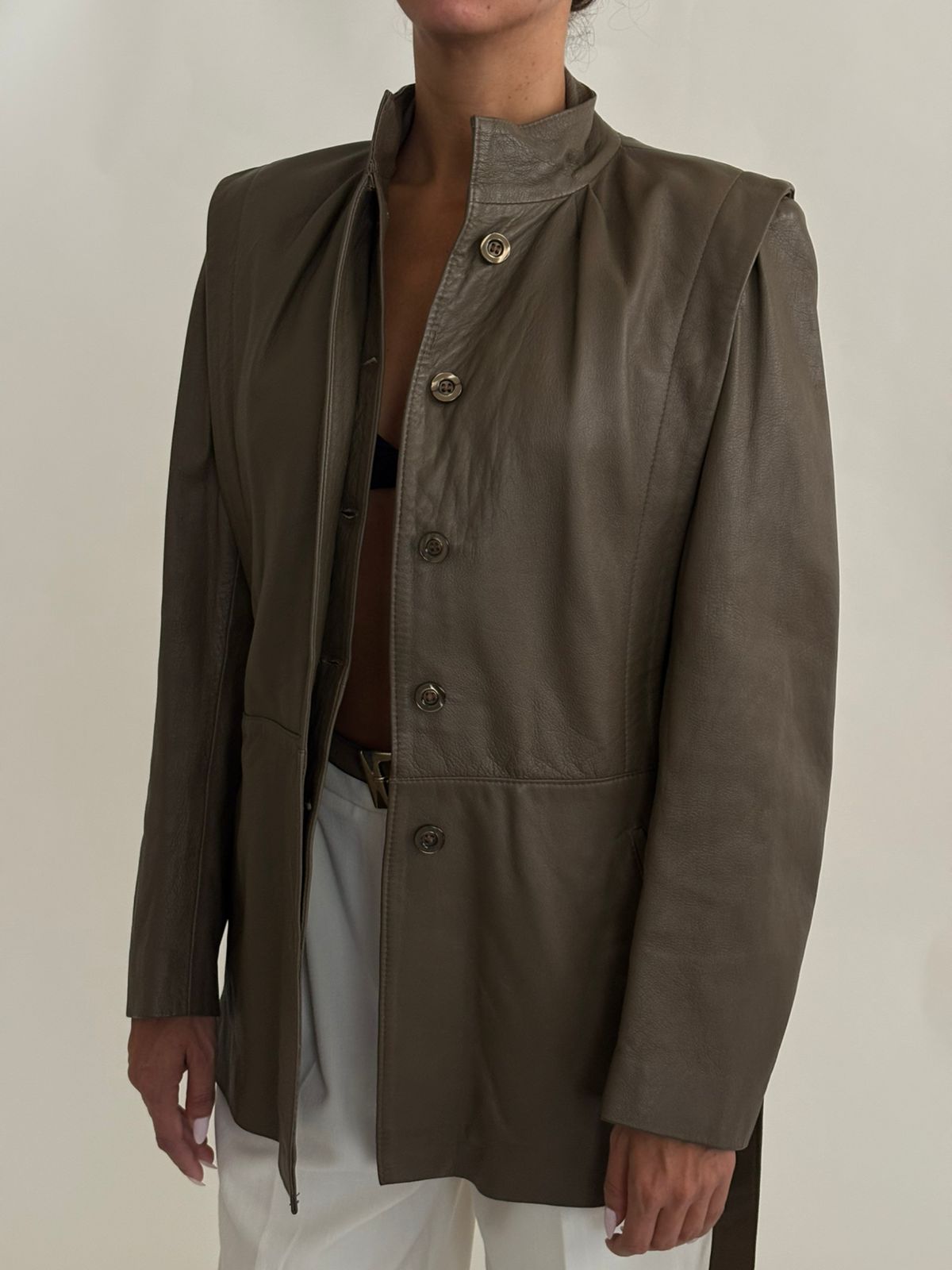 Vintage Olive Green Leather Jacket