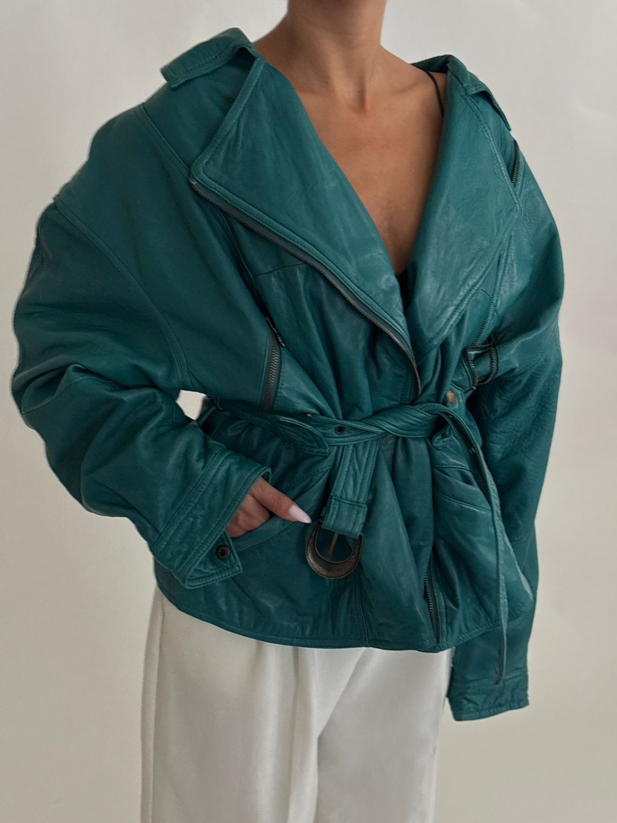 Turquoise Leather Jacket