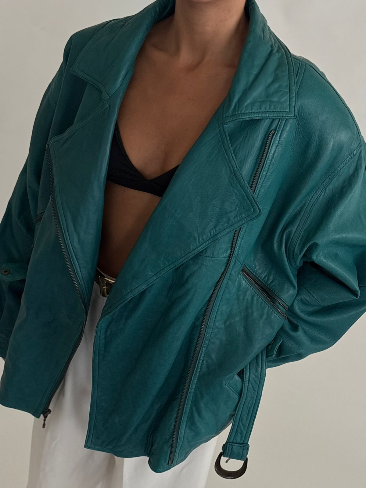 Turquoise Leather Jacket