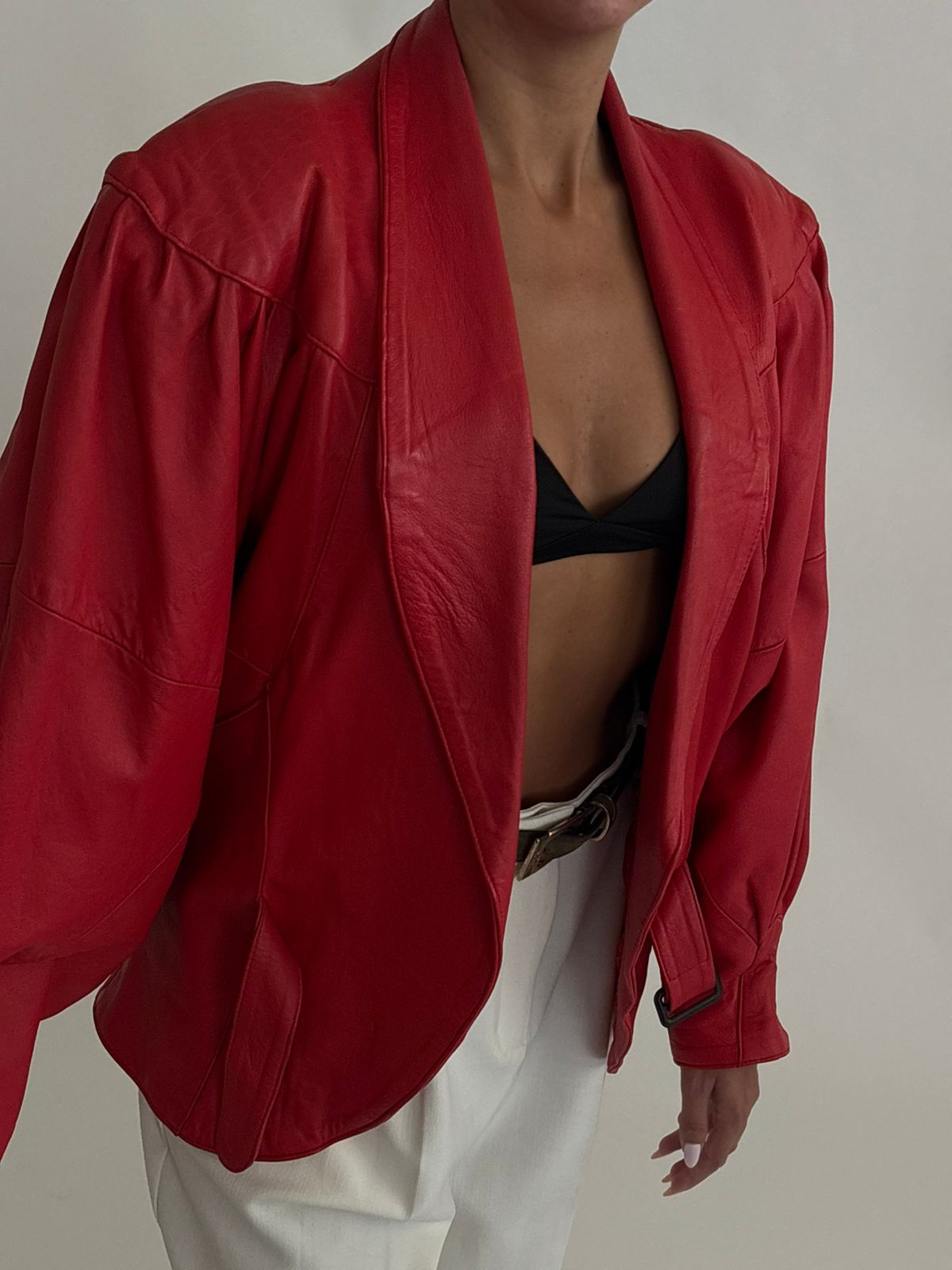 Vintage statement bomber leather jacket