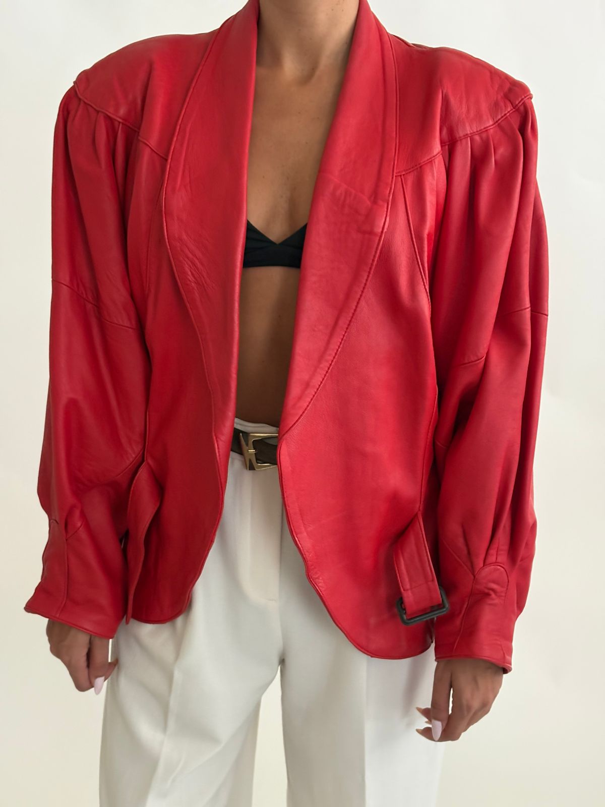 Vintage statement bomber leather jacket