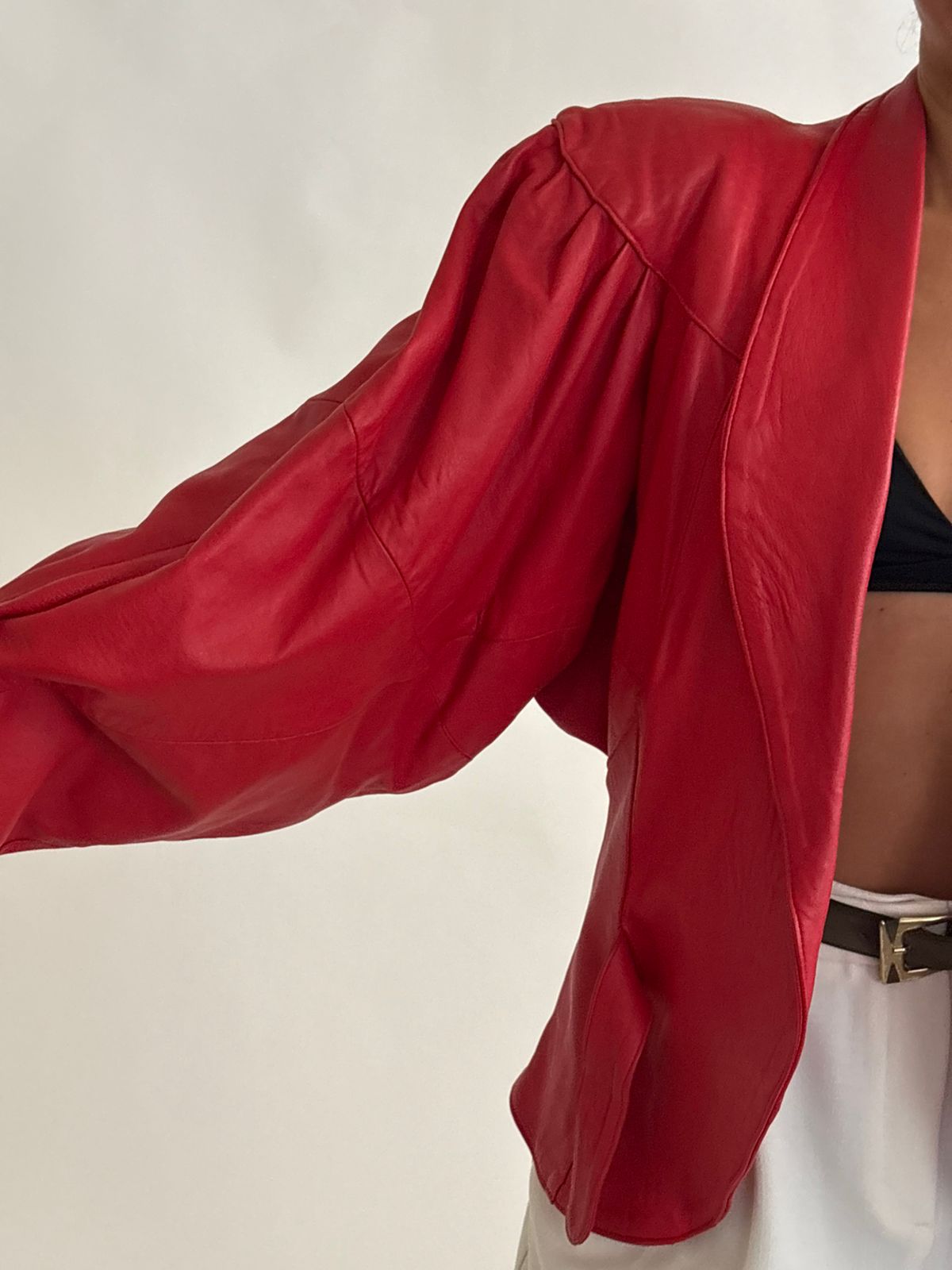 Vintage statement bomber leather jacket