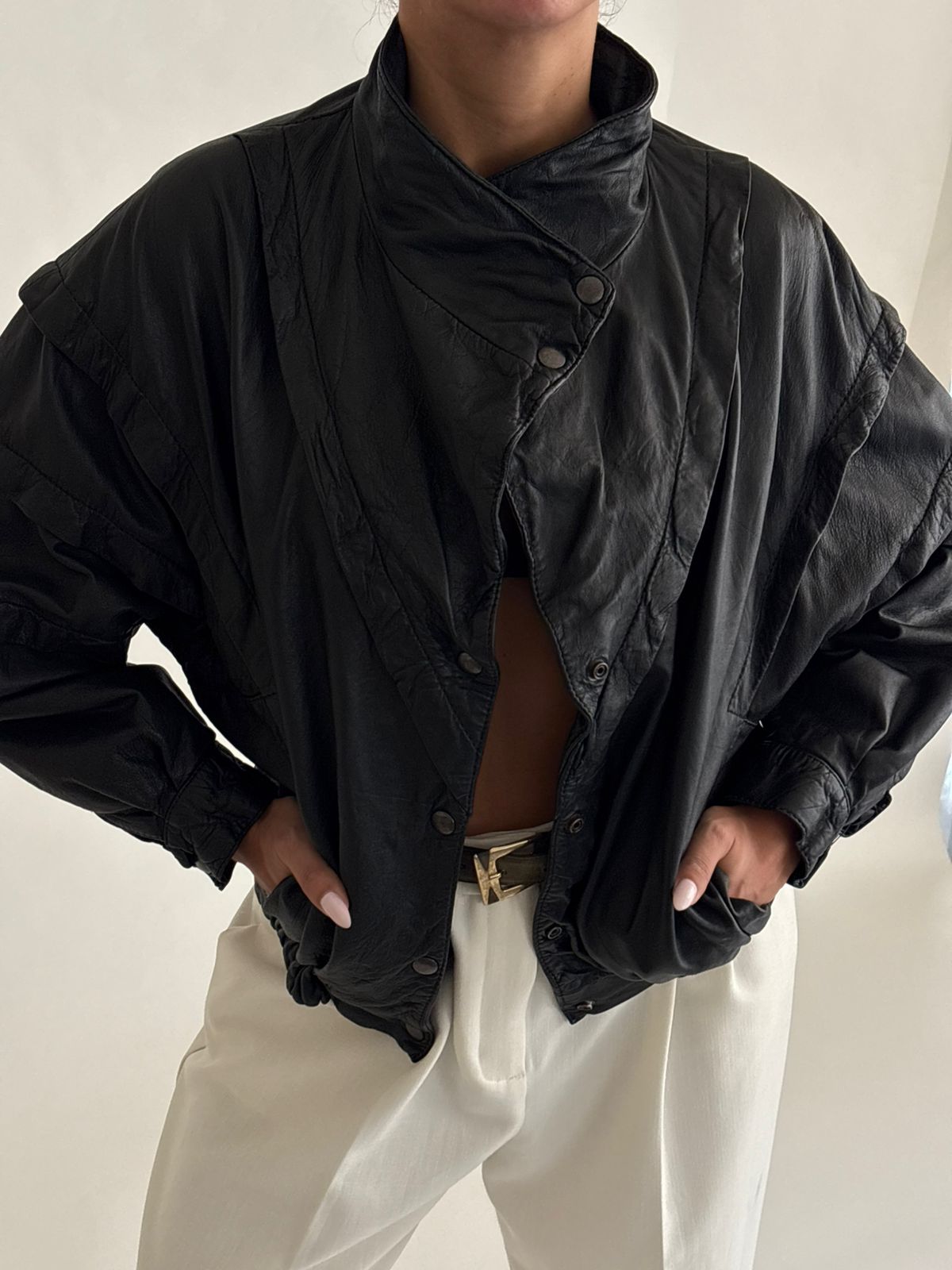 Vintage cropped leather jacket