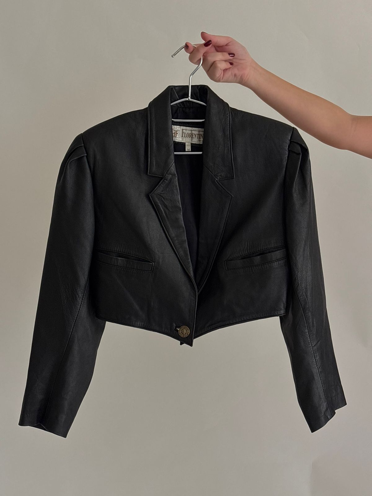 Vintage cropped leather blazer