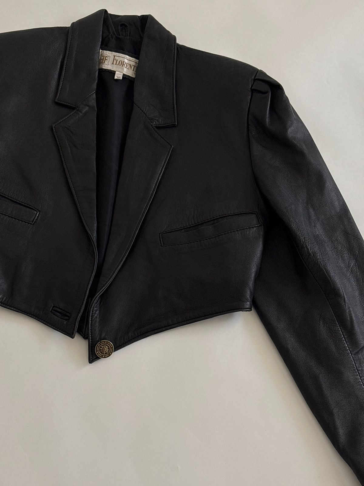 Vintage cropped leather blazer