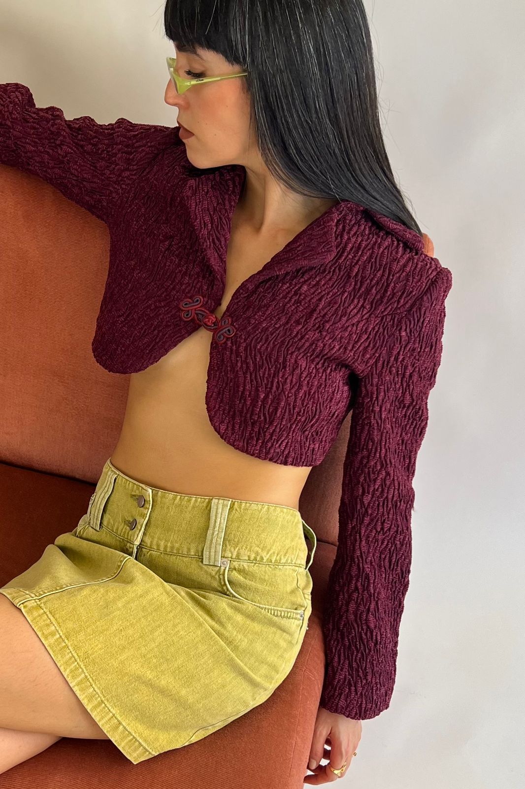 Nothing Else Olive Green Denim Skirt