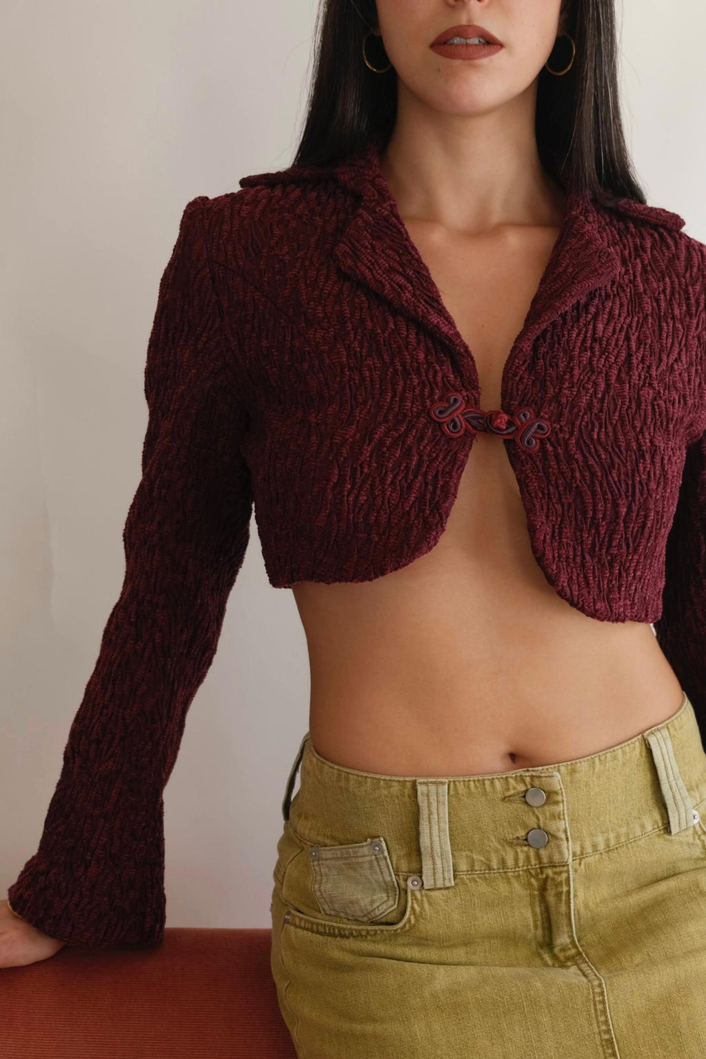 Vintage cropped velve blazer