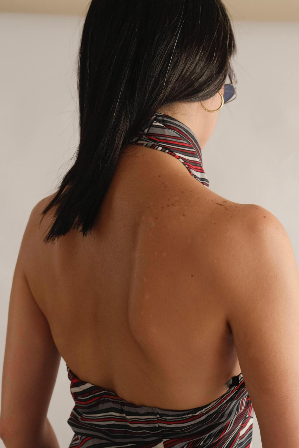 Retro Stripe Halter Dress