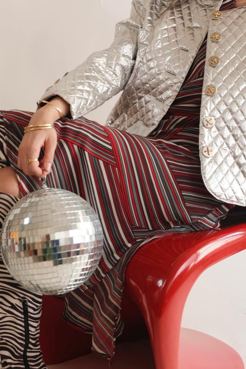 Retro Stripe Halter Dress