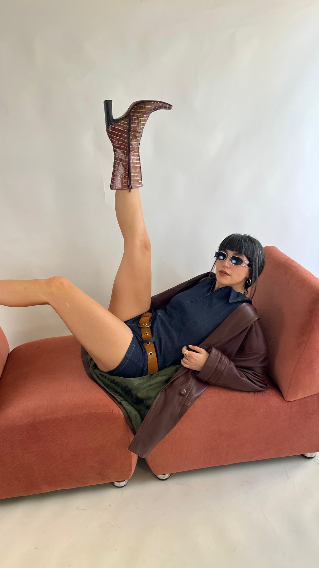 Vintage leather oversized jacket