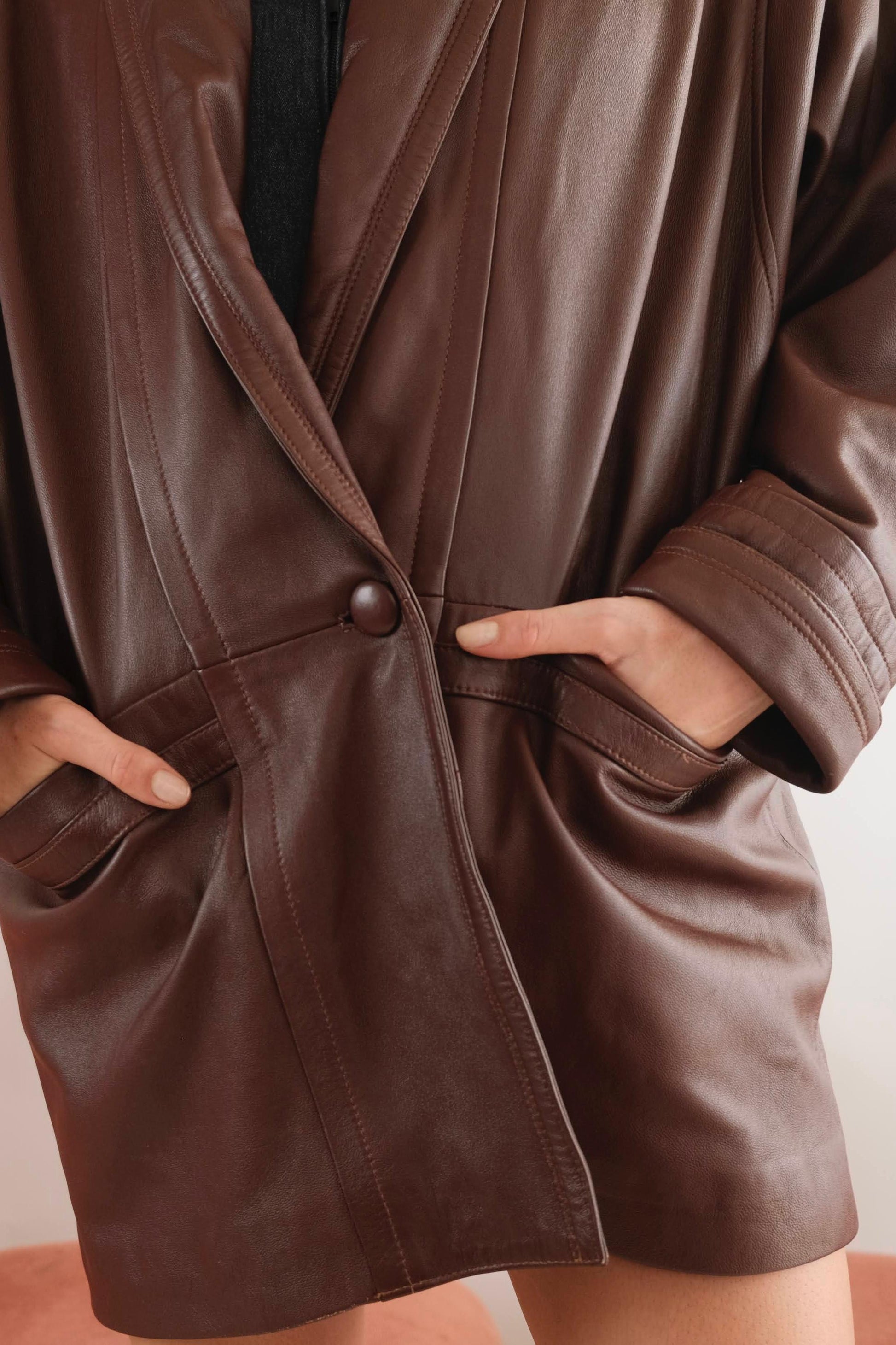 Vintage leather oversized jacket