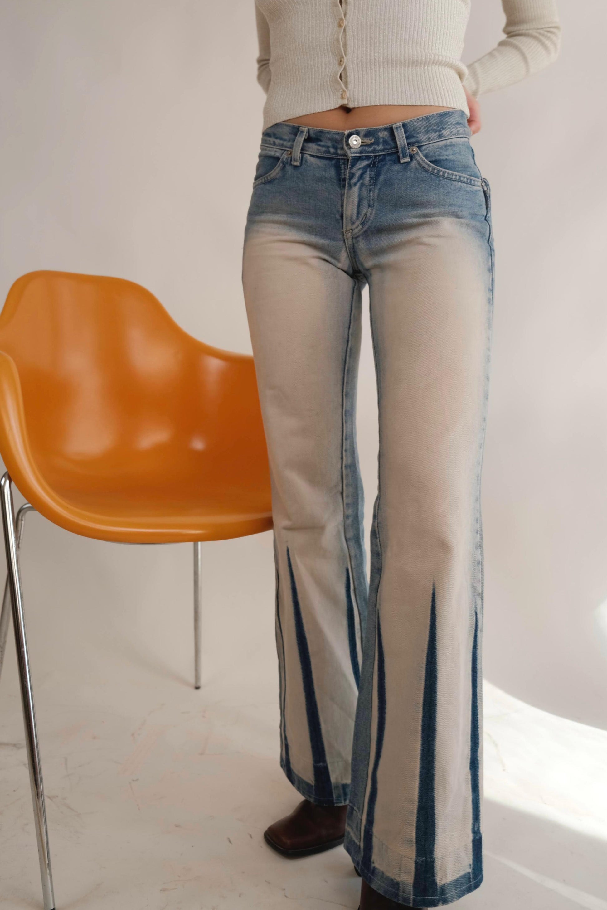 y2k low waist tie die denim 100% cotton