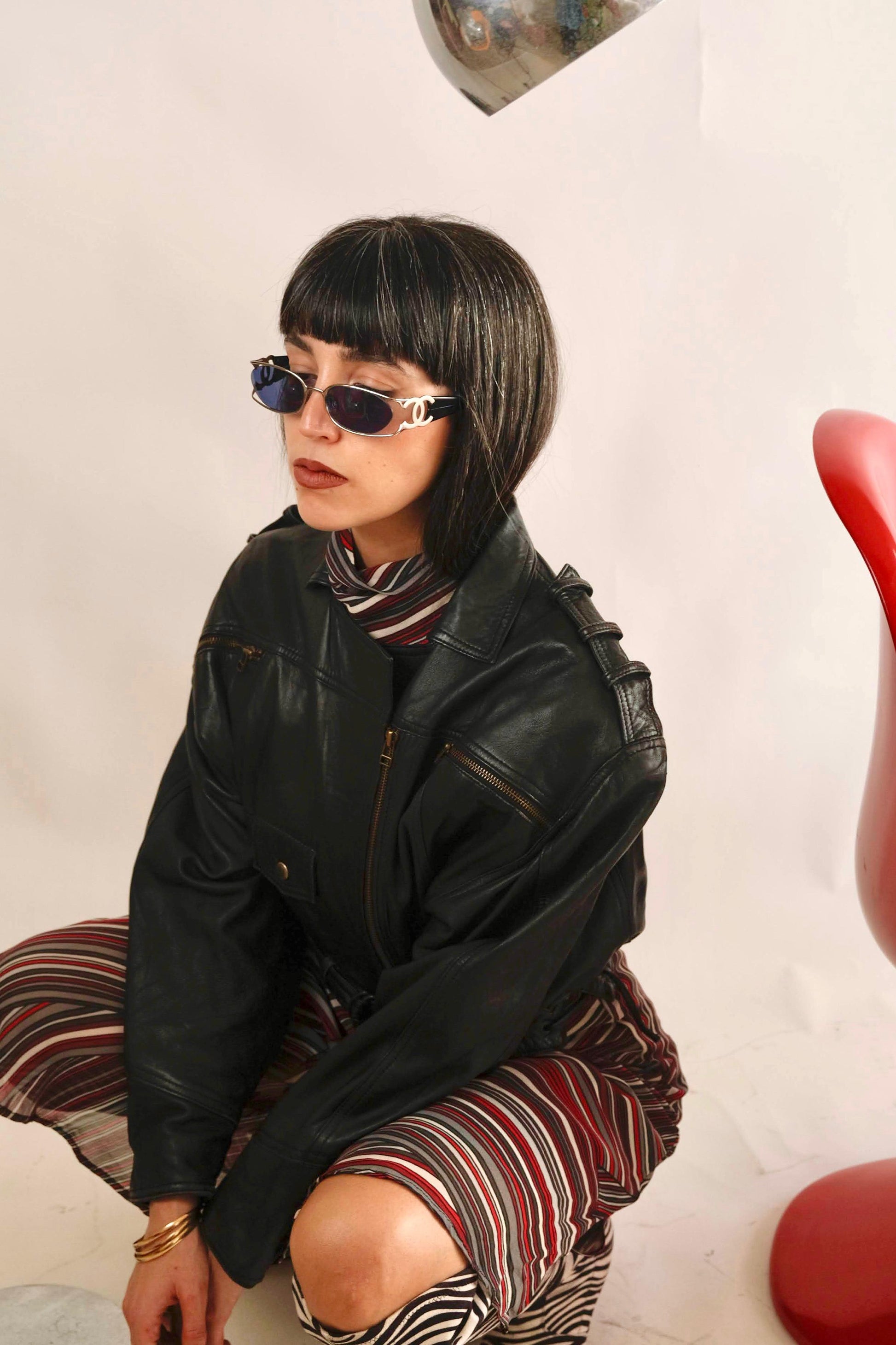 Genuine leather biker jacket