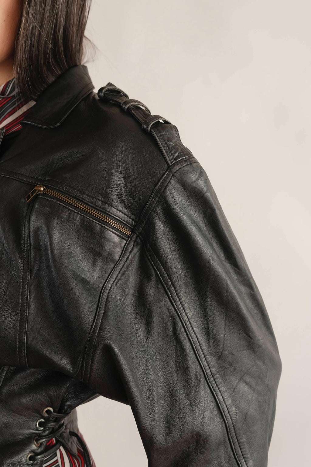 Genuine leather biker jacket
