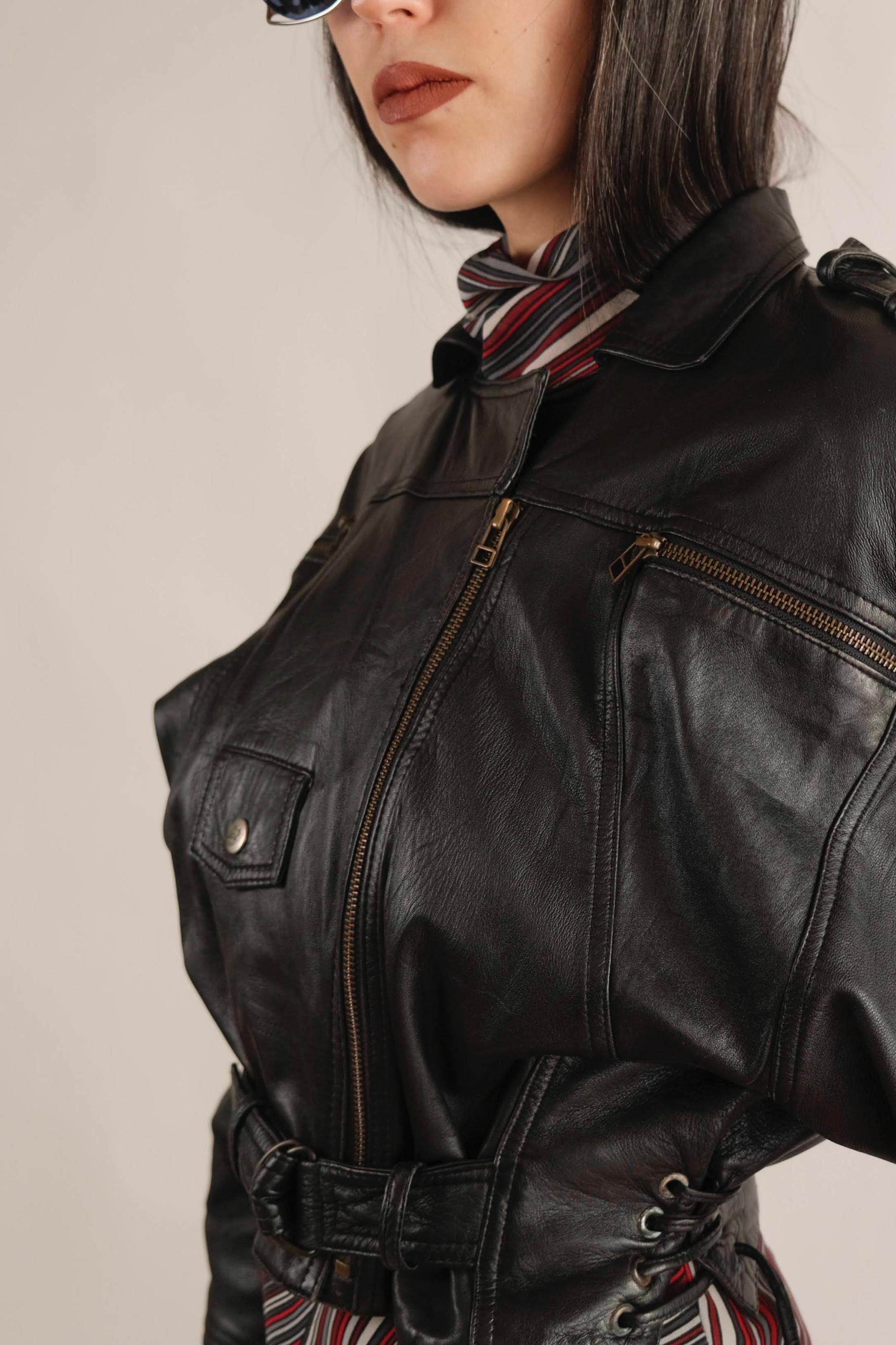 Genuine leather biker jacket