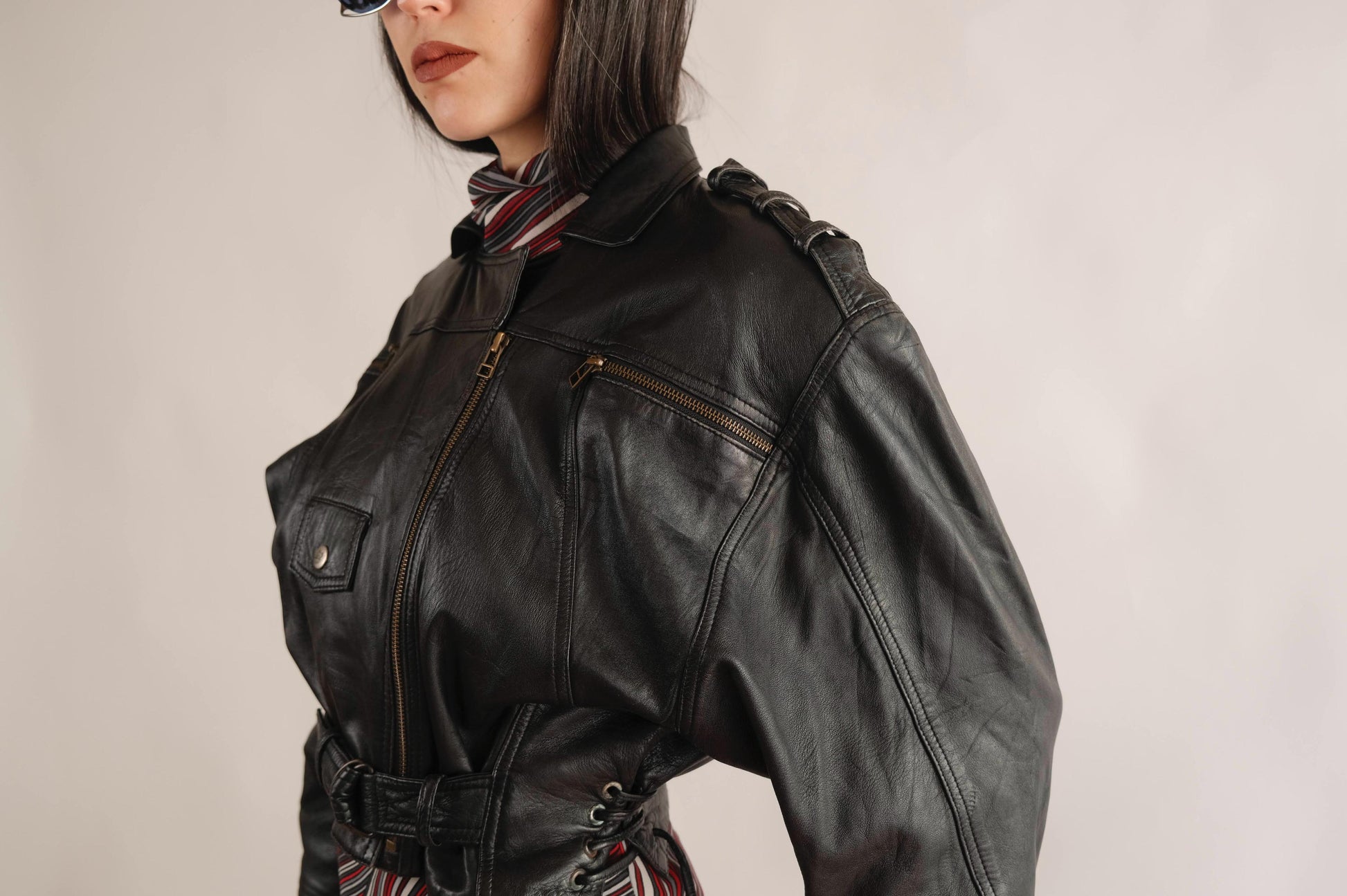 Genuine leather biker jacket
