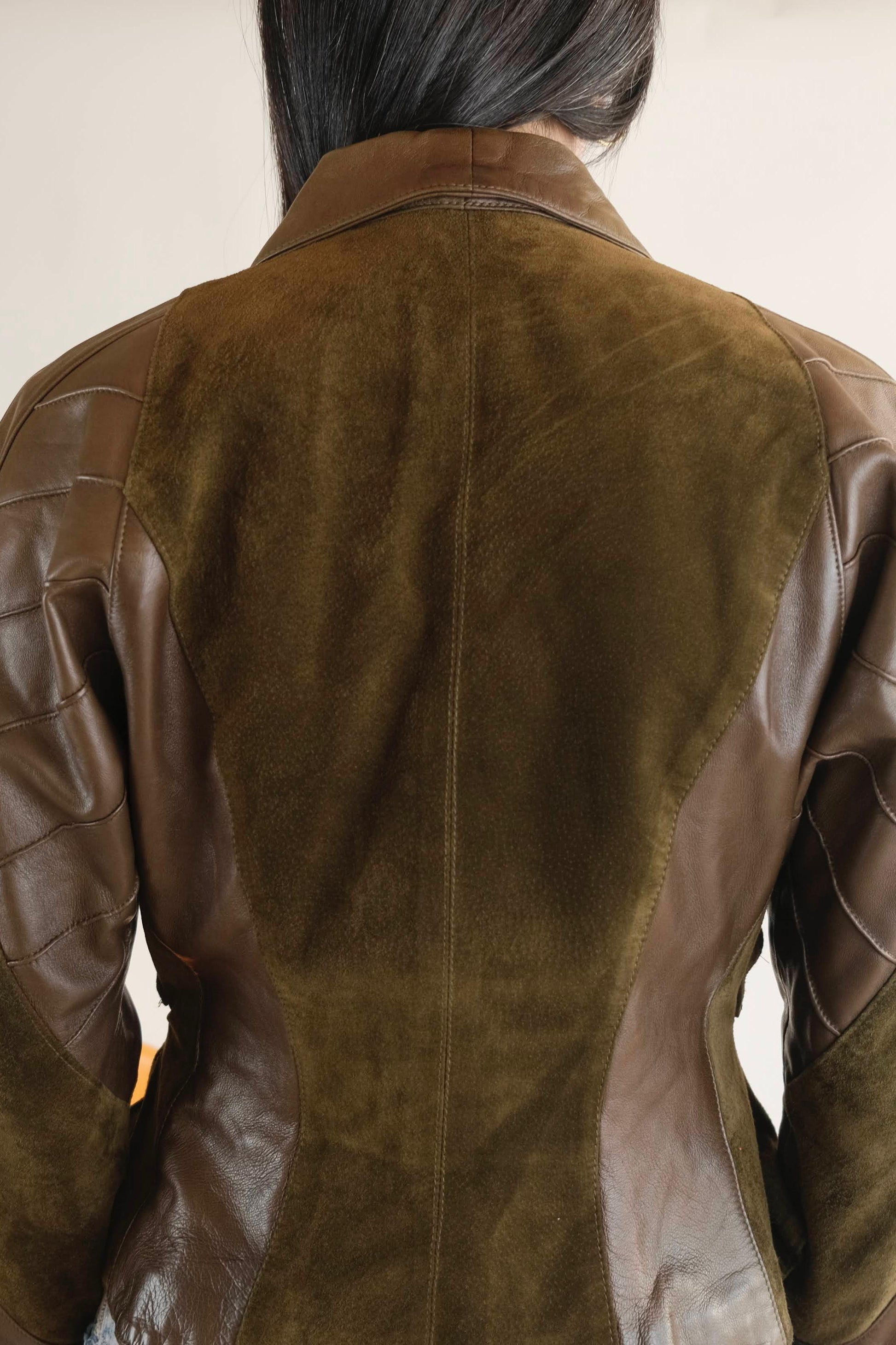 Homonoï suede and leather patchwork jacket