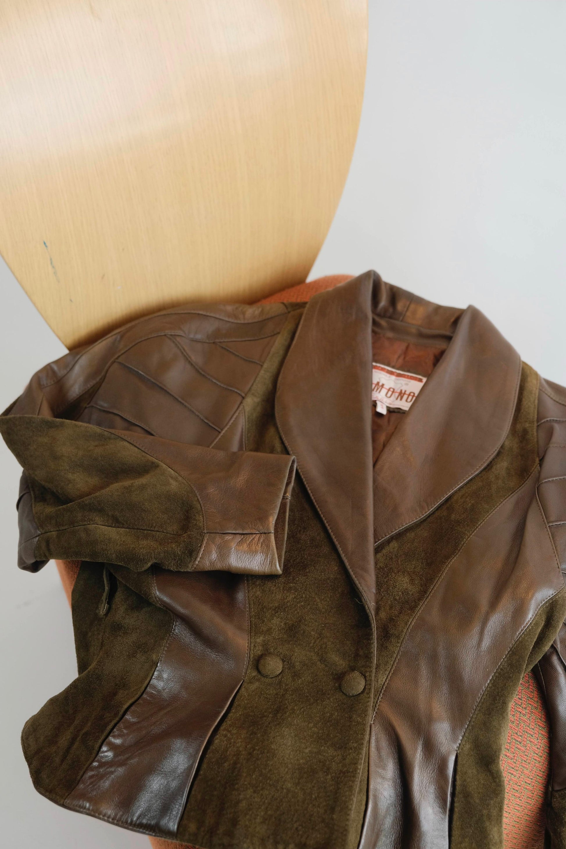 Homonoï suede and leather patchwork jacket