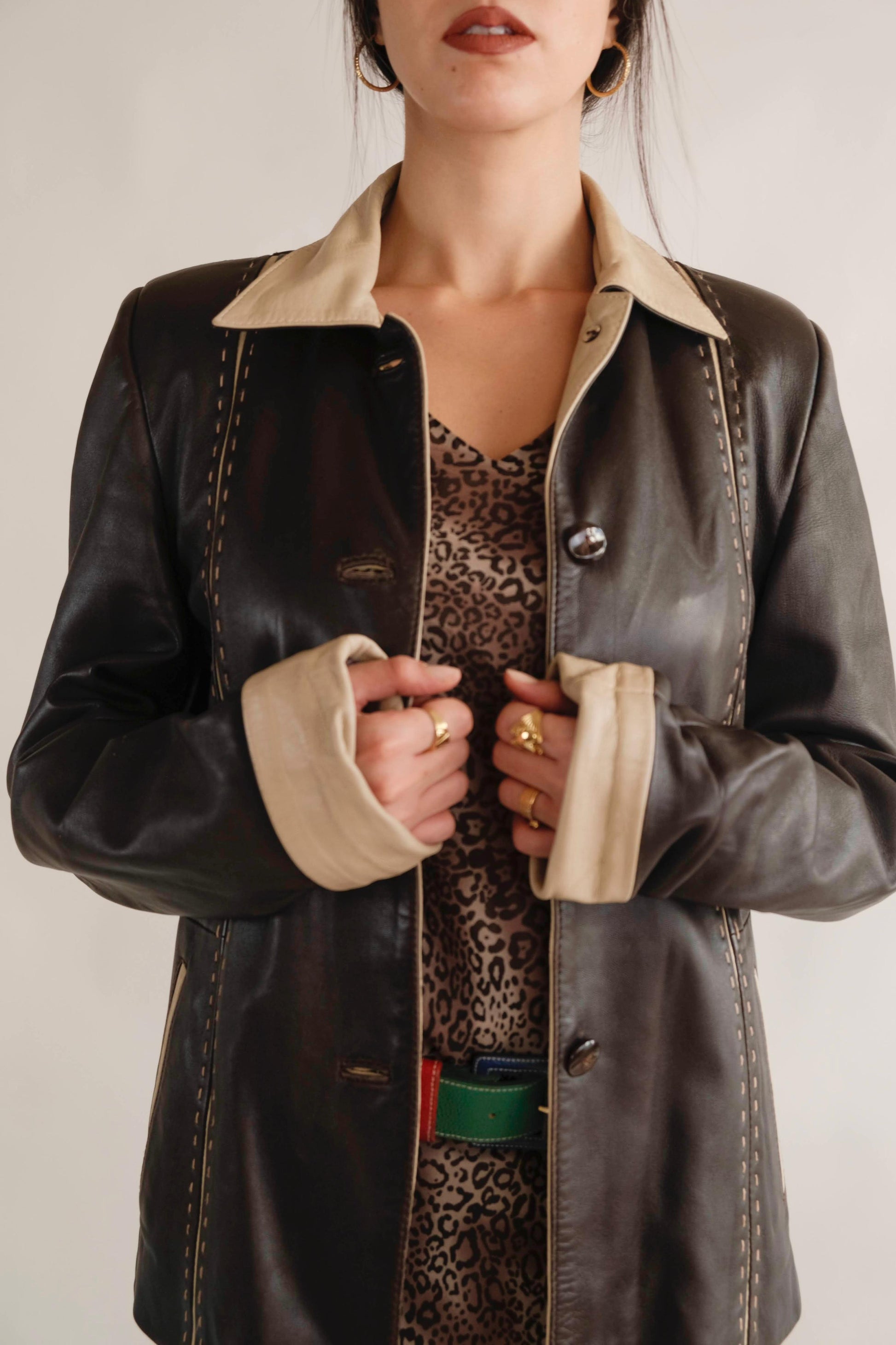 Brown leather jacket