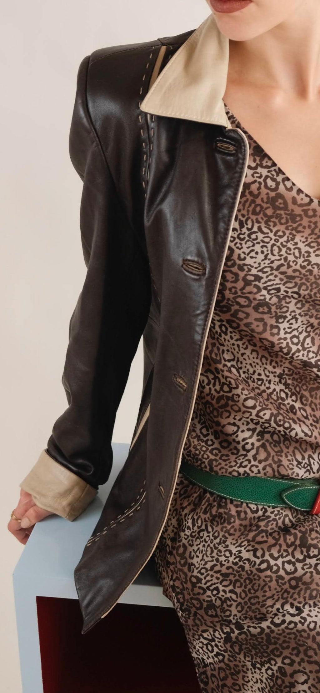 Brown leather jacket