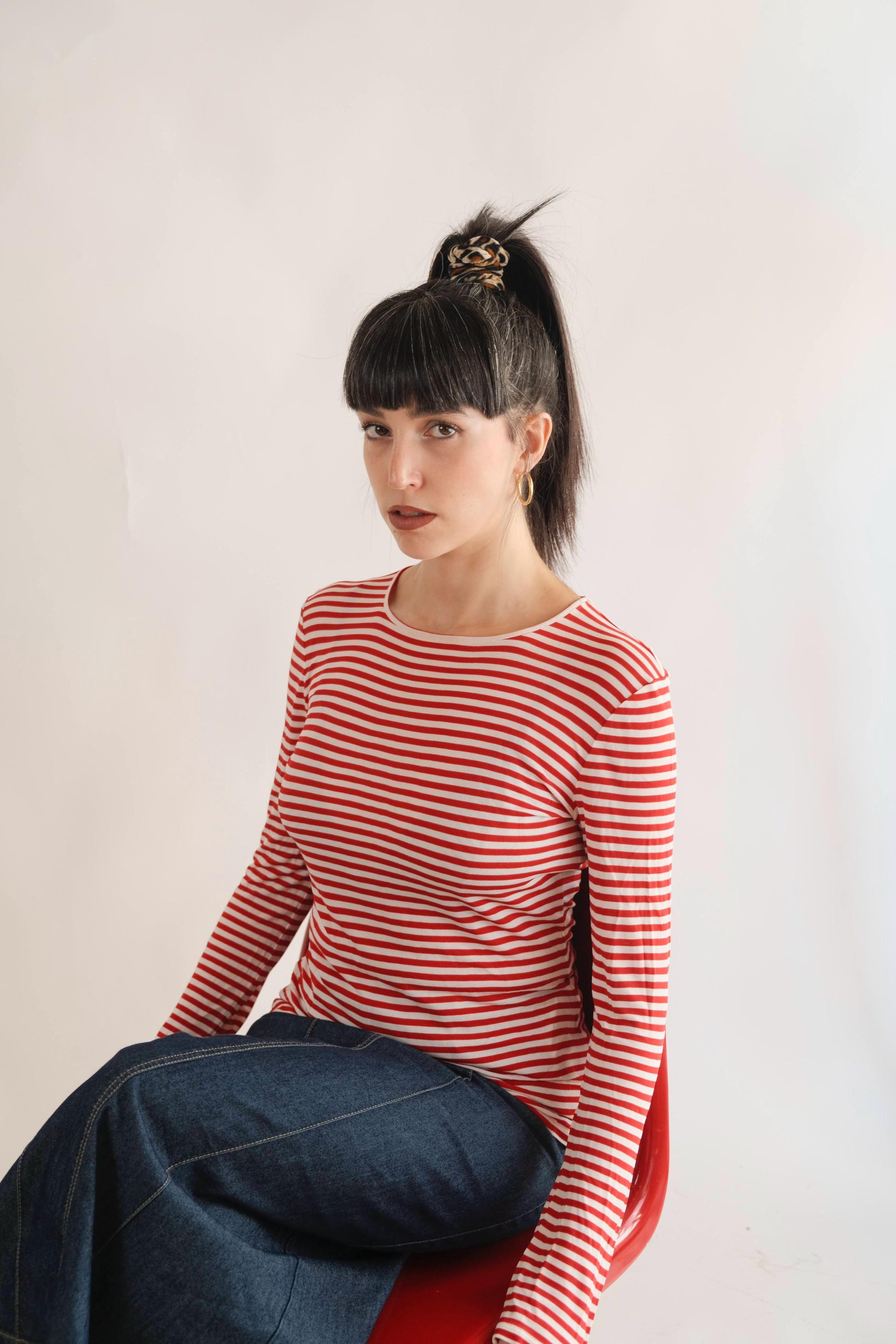 Max Mara classic white and red striped top