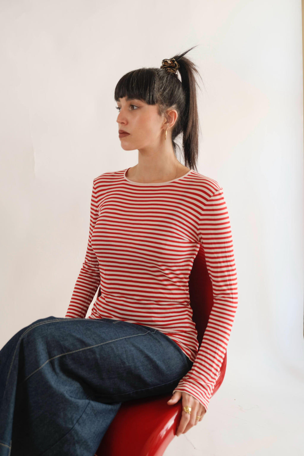 Max Mara classic white and red striped top