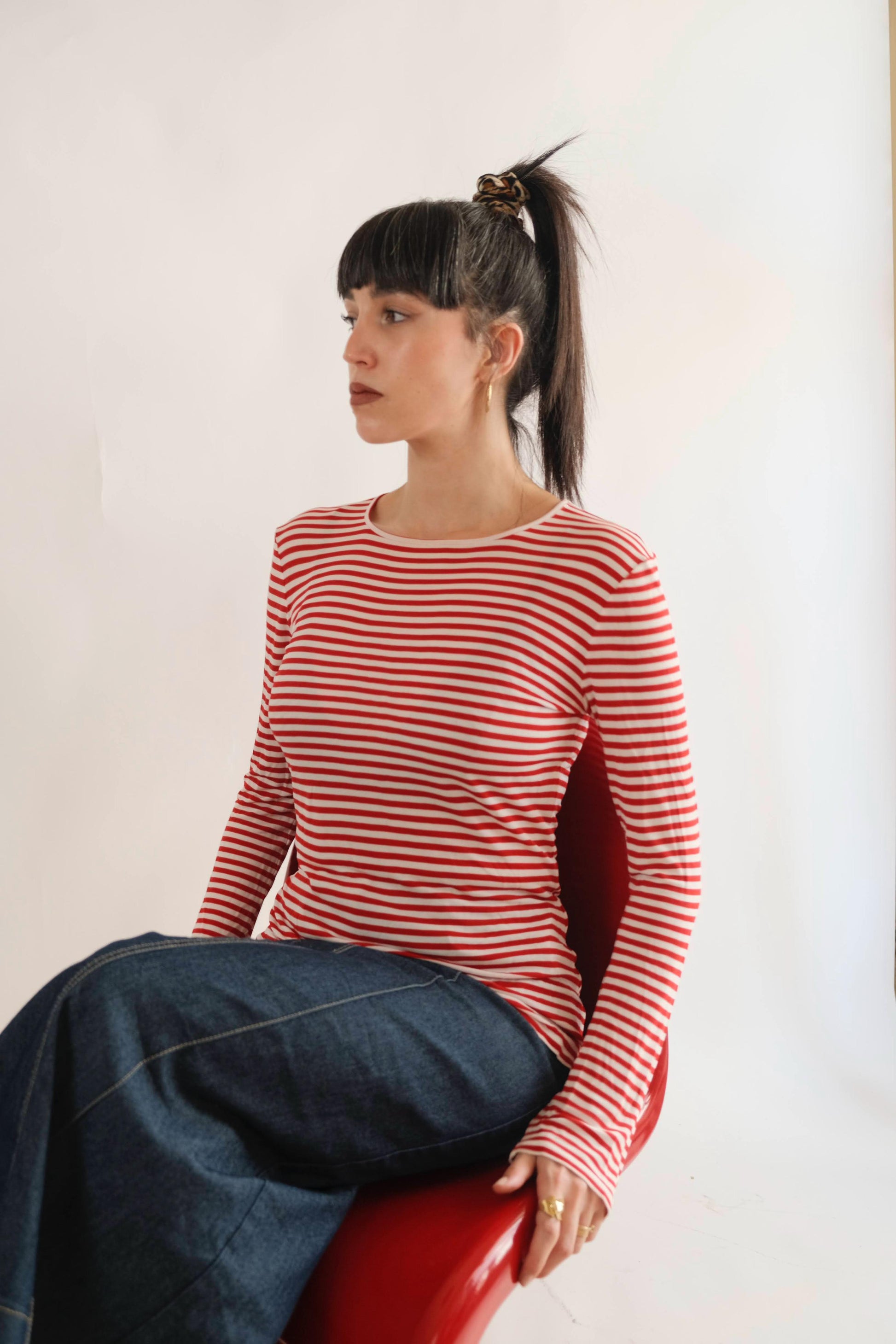Max Mara classic white and red striped top