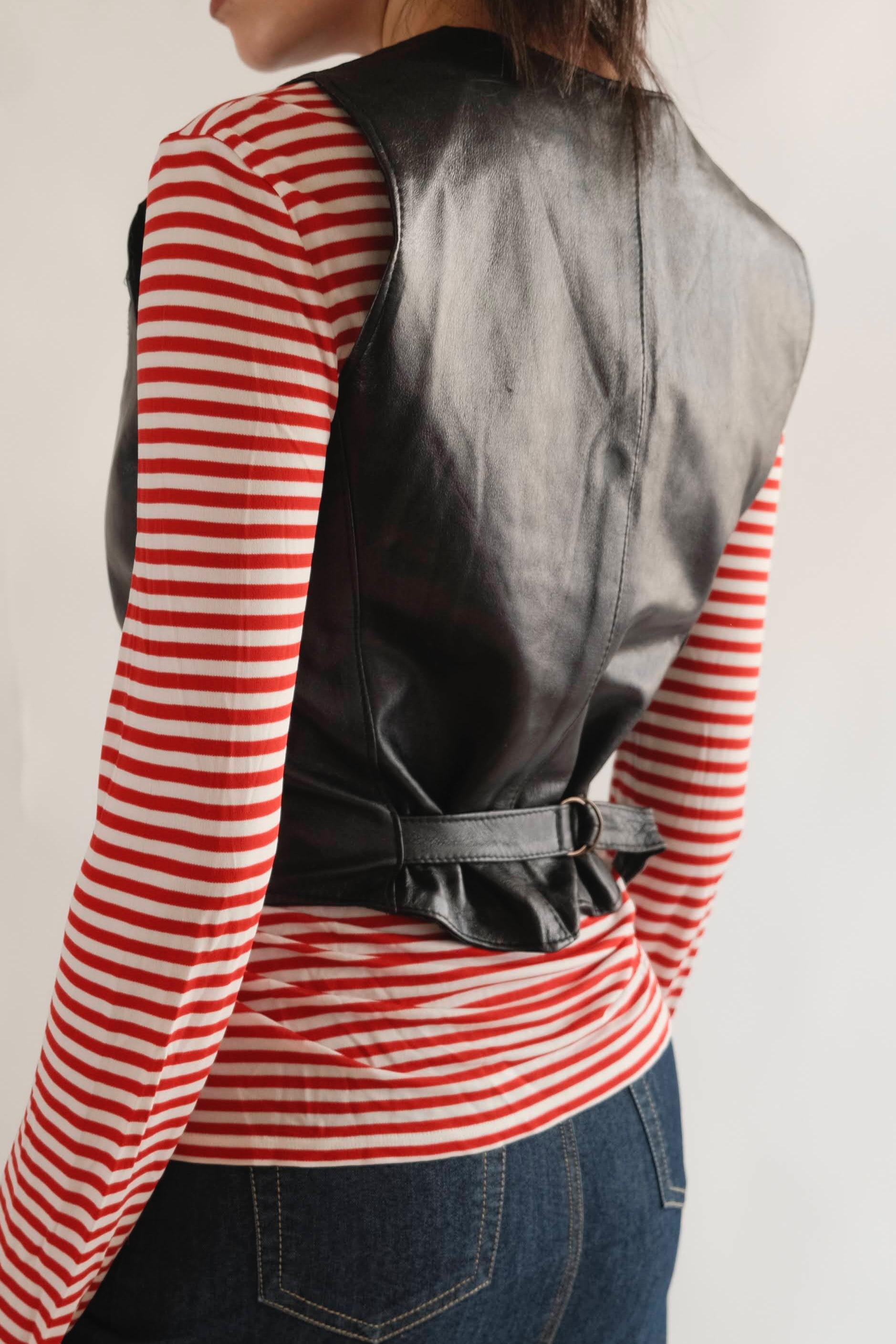 Vintage Genuine leather black vest