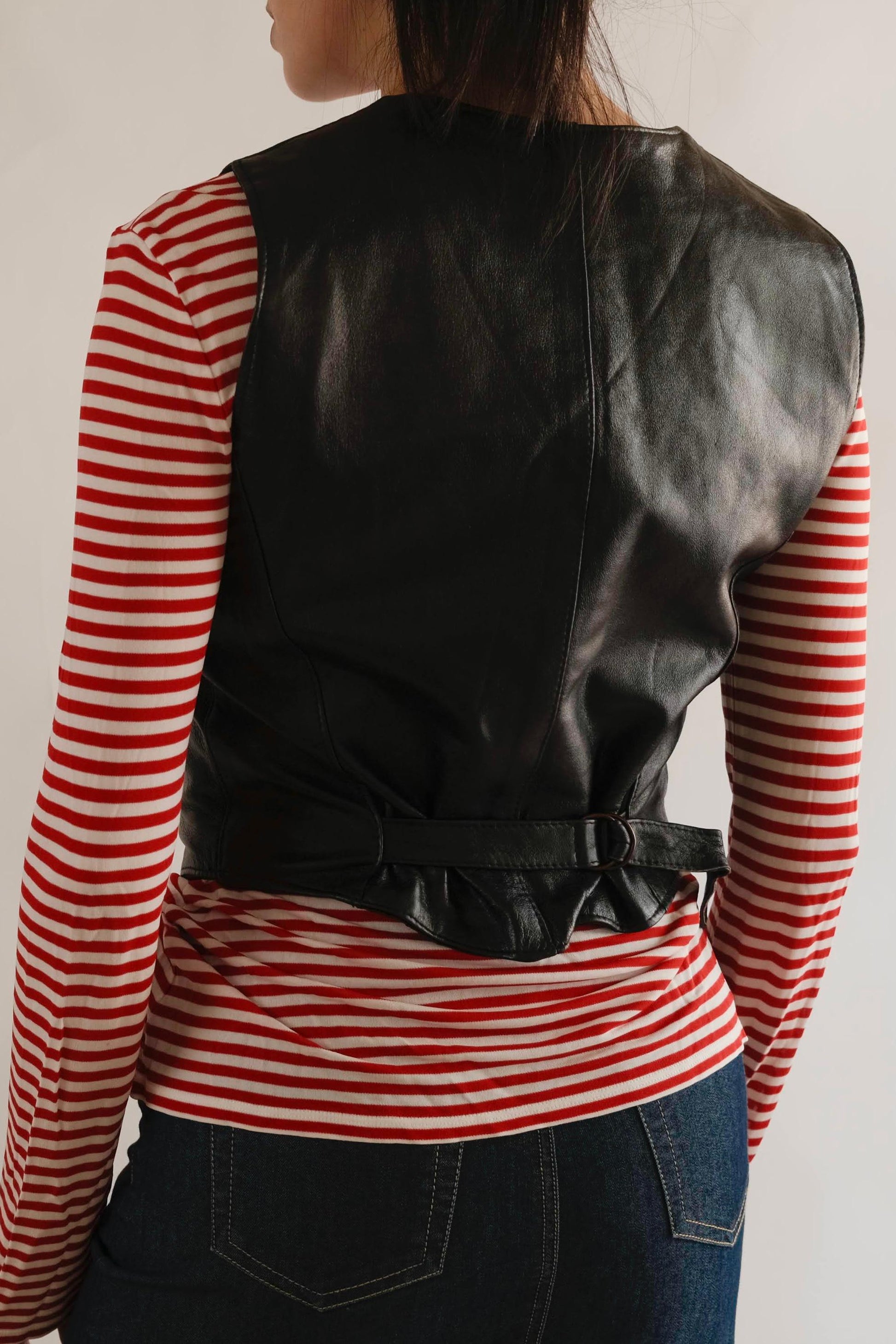 Vintage Genuine leather black vest