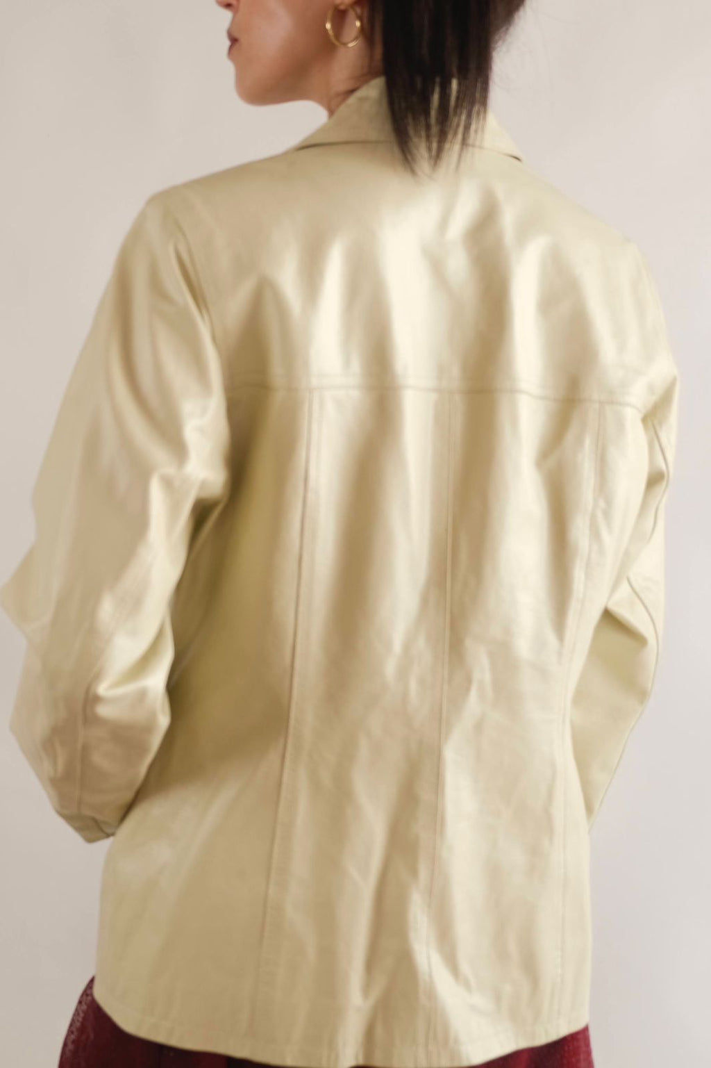 Genuine leather off white jacket
