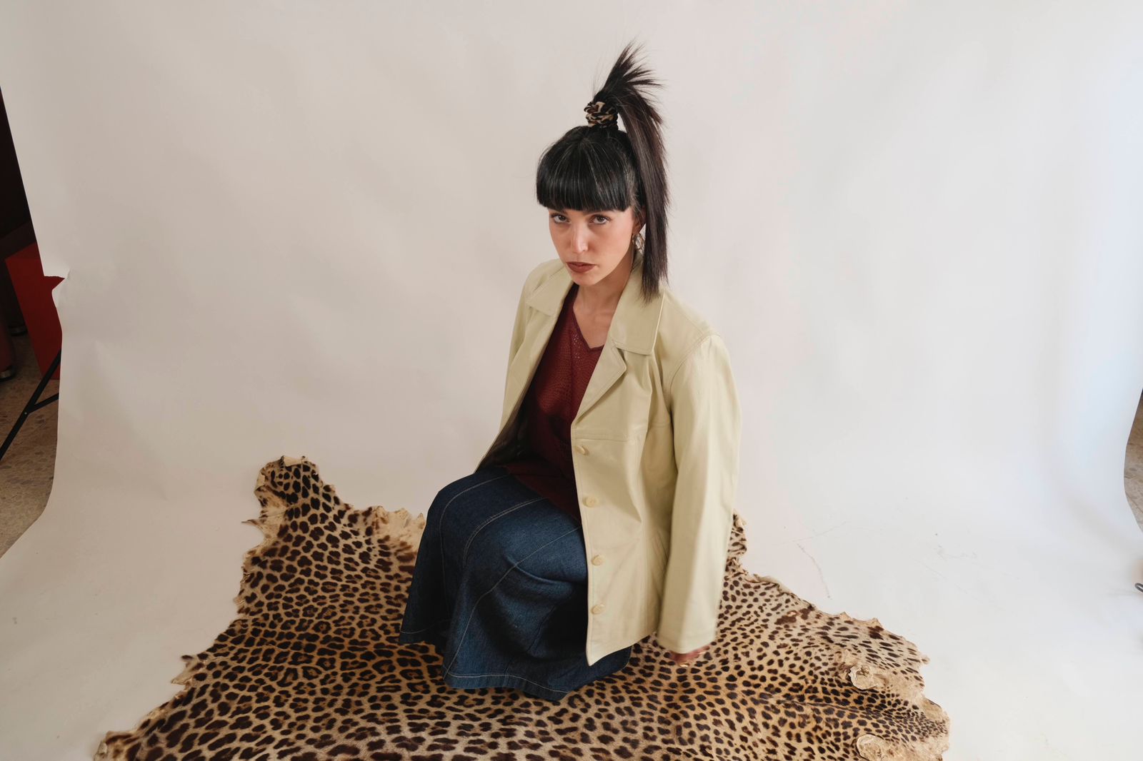 Genuine leather off white jacket