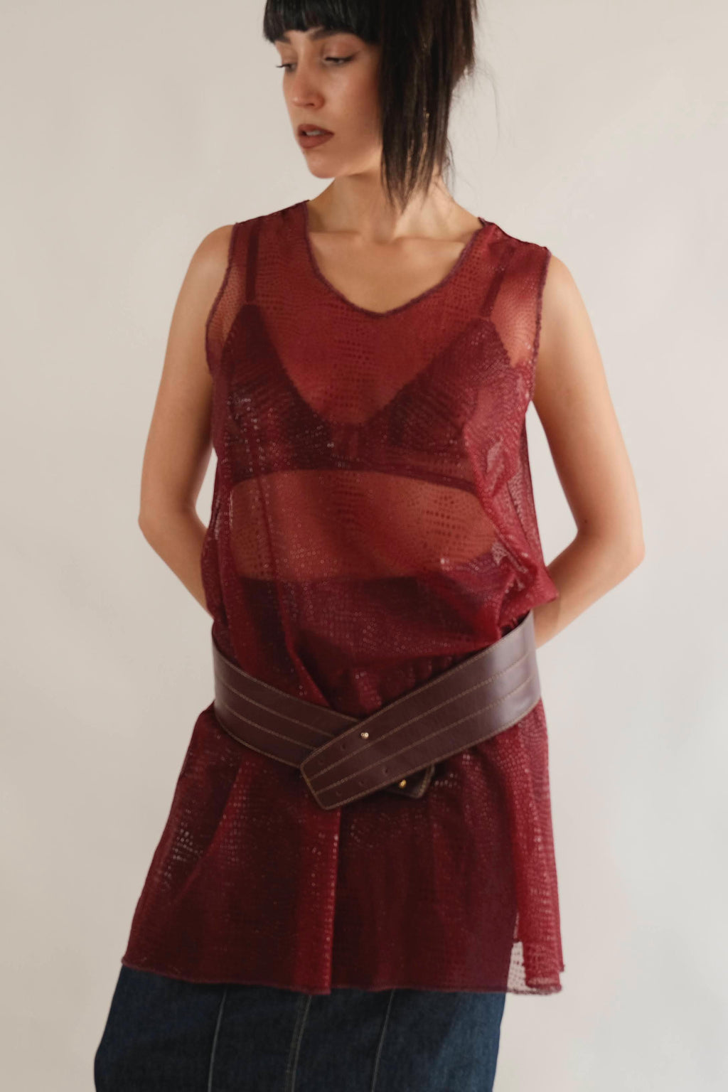 Vintage Sheer Burgendy top
