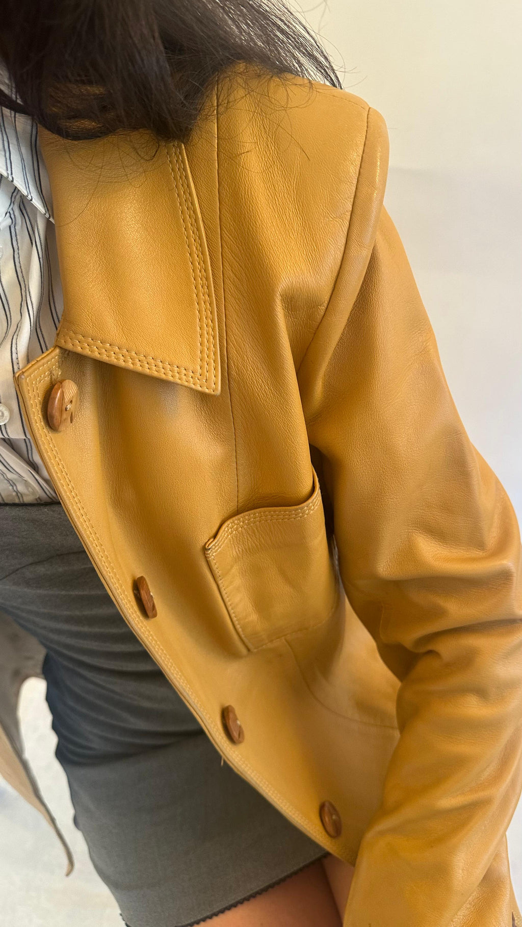 Genuine mustard leather jacket