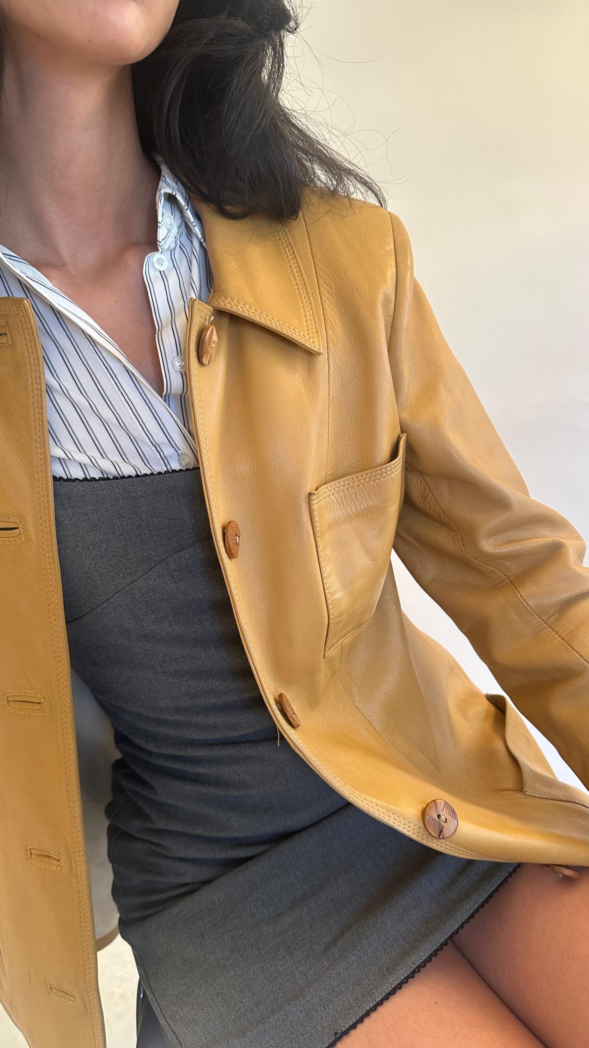 Genuine mustard leather jacket
