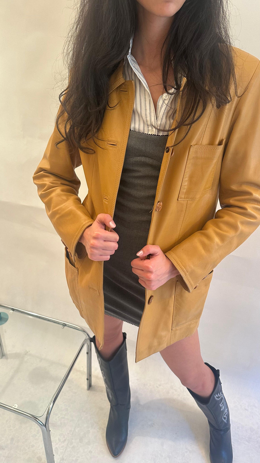 Genuine mustard leather jacket