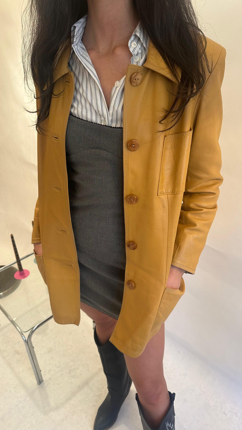 Genuine mustard leather jacket