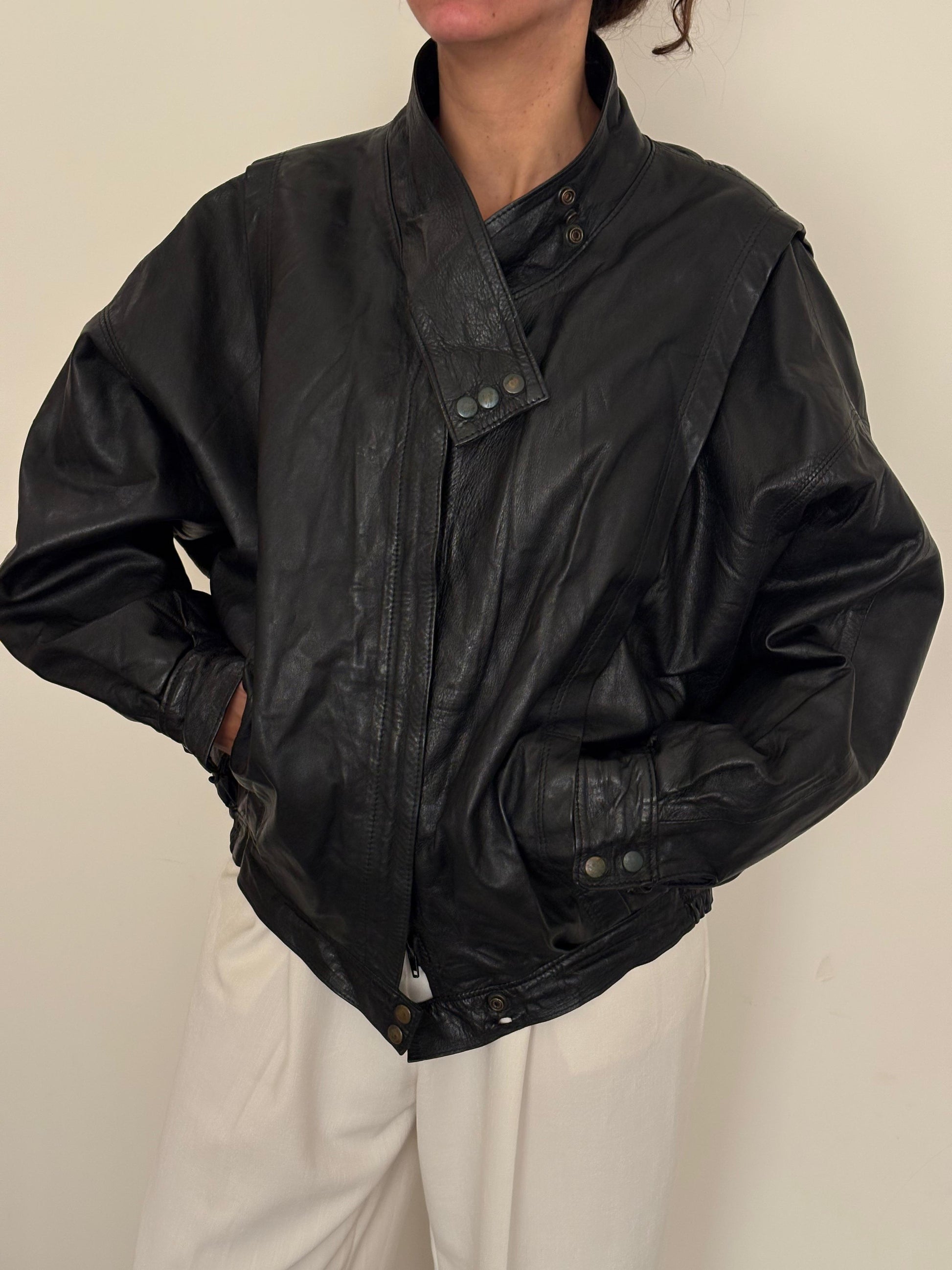 Vintage bomber leather jacket