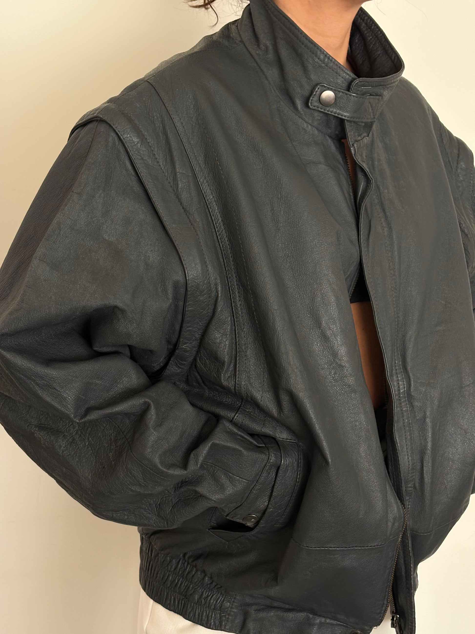 Vintage bomber leather jacket