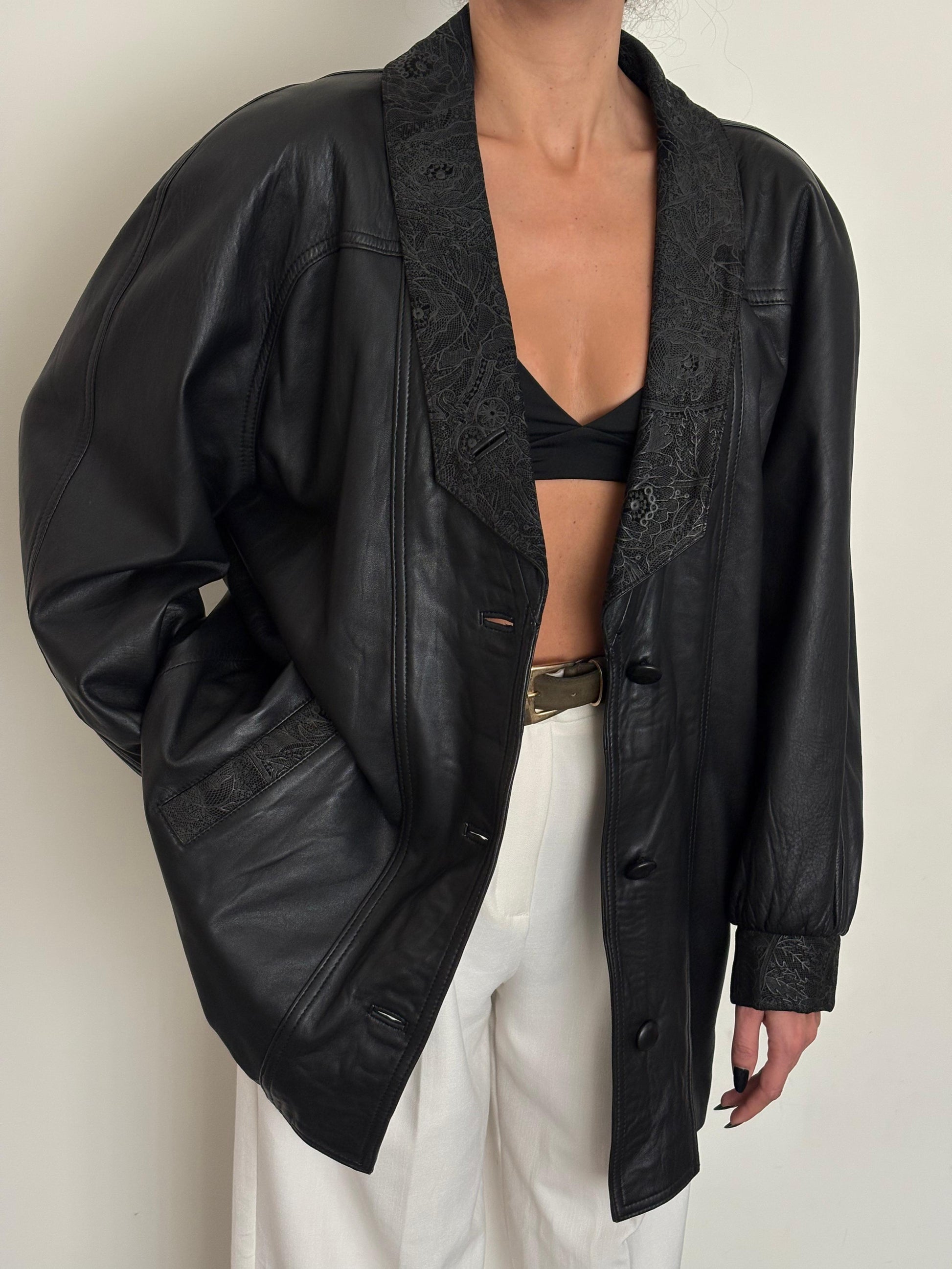 Vintage 80s leather blazer