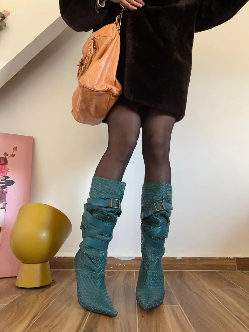 Vintage 90s Faith Solo El Dantes Pointy Leather Wrinkled Boots