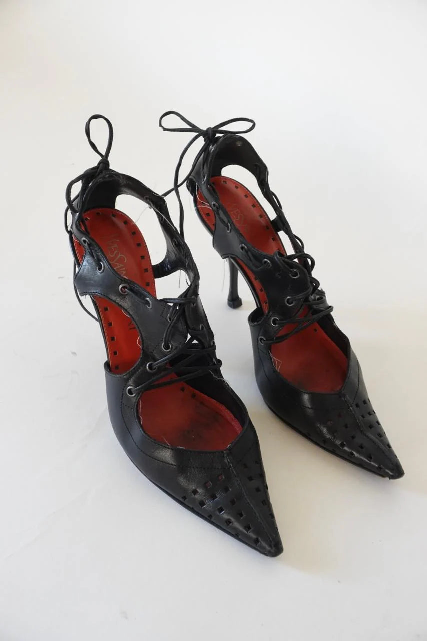 Vintage YSL pointy leather heels