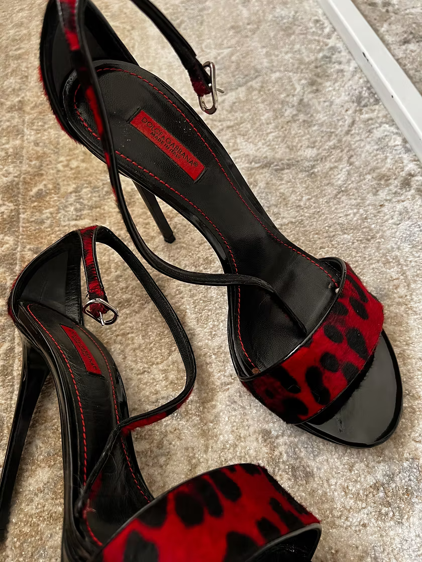 Vintage D&G Red Leopard Print Heels