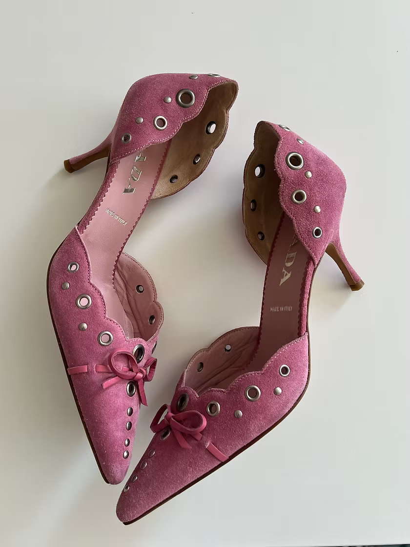 Vintage Prada Pink Suede Heels