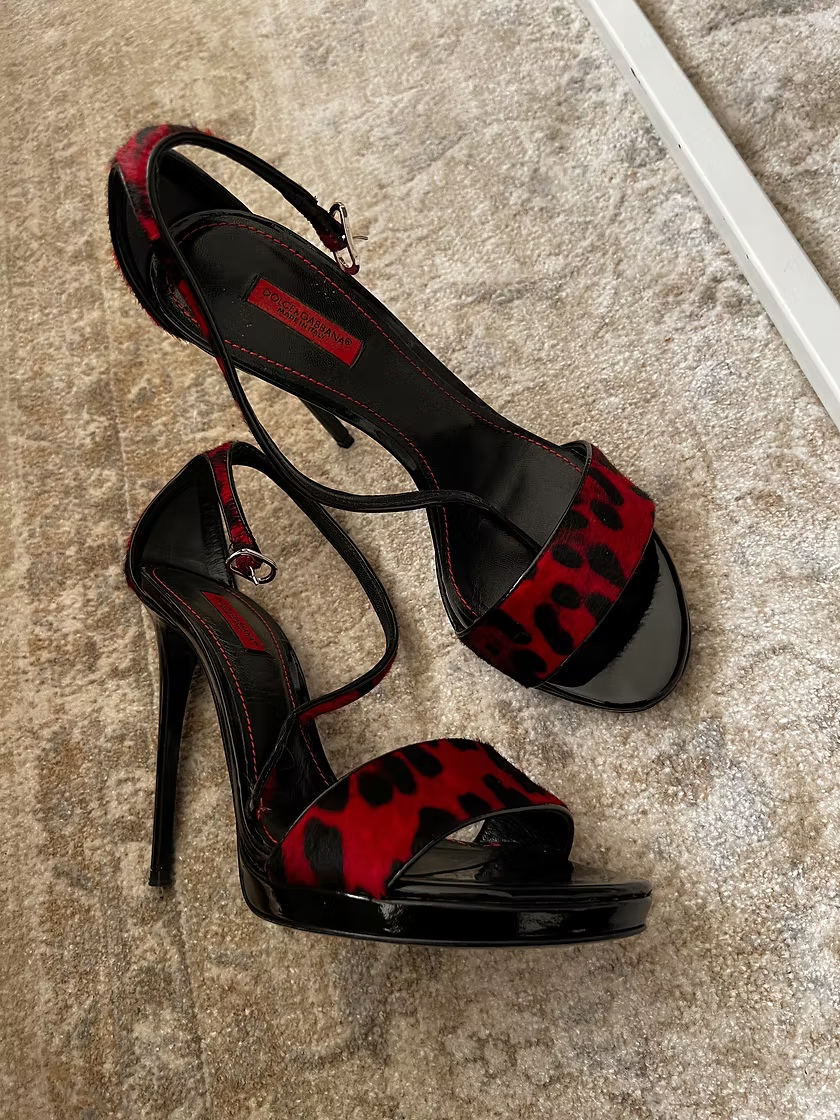 Vintage D&G Red Leopard Print Heels