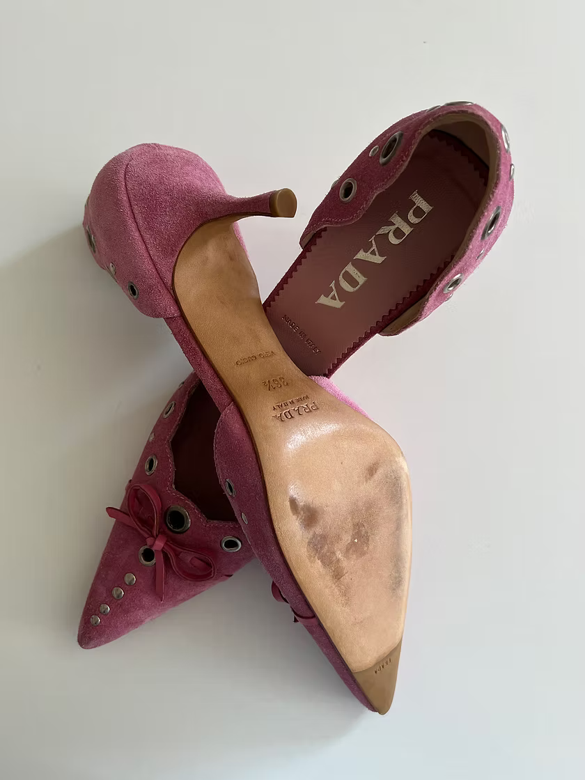 Vintage Prada Pink Suede Heels